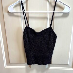 NWT H&M Black Glittery Women's Stretchy Crop Top size S